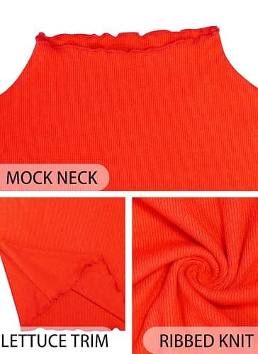 Herou 2 Pack Women Lettuce Trim Ribbed Knit Long Sleeve Top Mock Neck Basic Layer Tops Turtleneck Thermal Underwear Tops thumbnail 7
