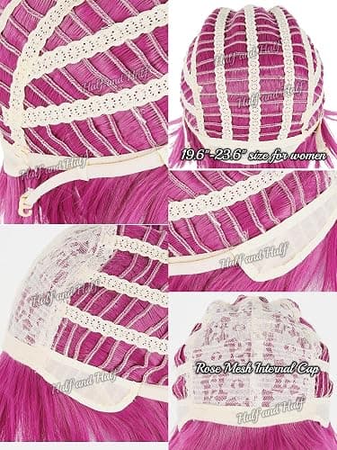 Short Rose Red Anime Cosplay Wig for Men Pink Red Male Wigs with Bangs | Dark Pink Spiky Layered Synthetic Hair Wigs for Unisex Women Halloween Party Costumes thumbnail 8