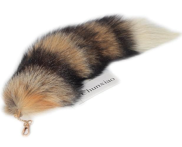 Chunxiao Luxe Fox Fur Tail Keychain - Fashion Accessory with Gold Clasp thumbnail 7