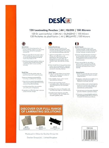 Deskit Laminating Pouches A4, Glossy, 120 Sheets, 100 Microns - Clear and Durable Presentations - Flexible Rigidity for Everyday Use thumbnail 3