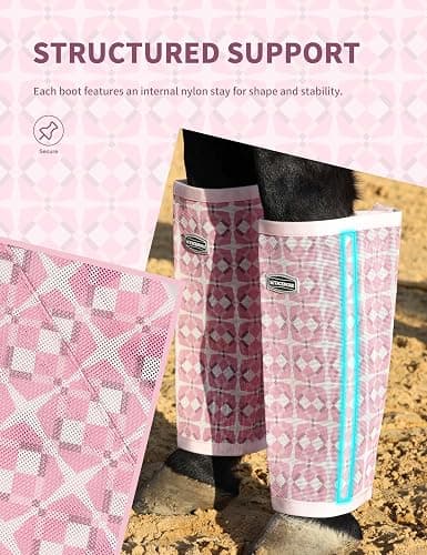 Tackmore Horse Fly Boots, Loose-Fitting Breathable Mesh Fly Leggings for Horses, Anti-Sag Stomp-Reducing Set of 4 thumbnail 3