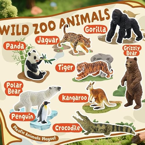 Zippytots 9 PCS Zoo Animal Toys for Kids 3-5 Realistic Plastic Wild Animal Figurine Toys Educational Learning Toy for Kids Boys Girls Toddlers thumbnail 3