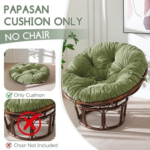 HIGOGOGO Papasan Chair Cushion with Thick Corduroy Cover (Without Chair), Soft Supportive Cushion, Green, 48 x 48 Inch thumbnail 5