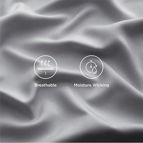 Bedsure Queen Sheet Set, Rayon Derived from Bamboo, Cooling Sheets, Deep Pocket Up to 16", PureWoven, Breathable & Soft, Hotel Luxury Silky Bedding for Hot Sleepers, Silver Grey thumbnail 5