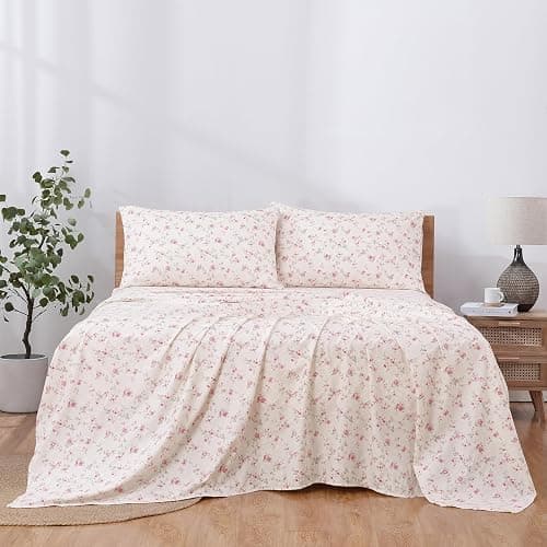 Modern Threads Printed 3-Piece Extra Soft Bedding Sheets & Pillowcase Set, Deep Pocket up to 16 inch Mattress Kashmir Rose Twin thumbnail 3