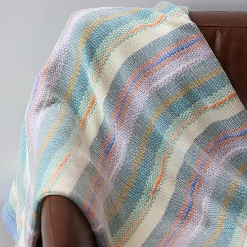 Itigoitie Soft Chenille Yarn Throw 36"x48", Handmade Knit Throw Blanket，Decorative Spring Fall Blanket, Soft Cozy Warm Knitted Throw Blanket for Bed Sofa, Couch Chair, Living Room(1.37Ib) - Blue thumbnail 3
