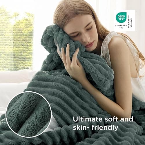 Bedsure GentleSoft Mallard Green Fleece Blanket for Couch - Cozy Soft Blankets for Women, Cute Small Throws for Girls, 60x80 Inches thumbnail 5