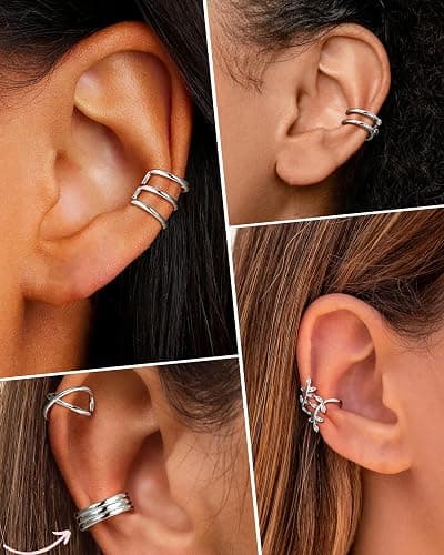 ORAZIO 20/25Pcs Ear Cuff Set Damen Ohrmanschette Ohrringe Earcuffs Set Helix Knorpel Ohrmanschette Ohne Ohrloch Wickelohrring Fakepircings Ohr Cuffs Ohrklemme thumbnail 5