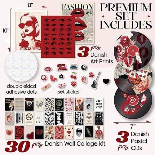 97 Decor Downtown Girl Room Decor Y2k Posters - Dark Red Downtown Girl Aesthetic Wall Decor, Y2k Room Decor 2000s Collage Kit, Trendy Wall Art Prints Dorm Decorations For Teen Girls Bedroom (Unframed) thumbnail 2