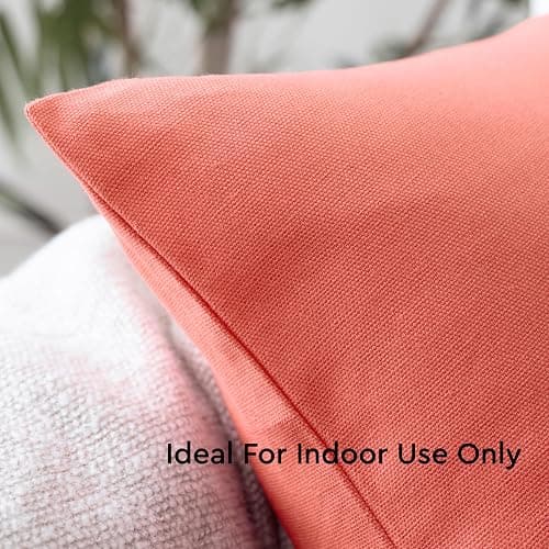 Encasa XO Throw Pillow Covers 18x18 in Set of 2 Coral | No Inserts | Cotton Pillow Covers for Living Room, Bed, Sofa, Couch | Decorative Cushion Covers with Improved Zipper thumbnail 5