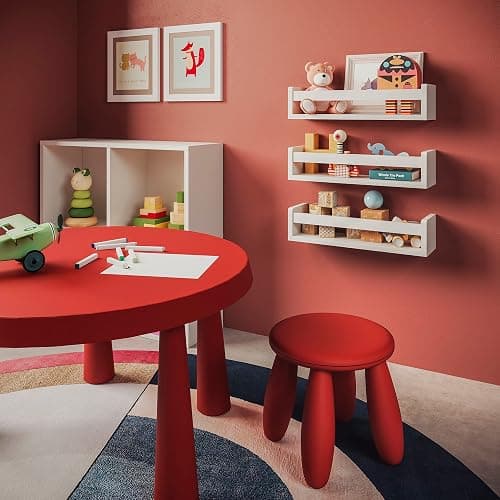 NATURE SUPPLIES Bücherregal Kinder, 3er-Set, Regal Kinderzimmer, Wandregal Kinderzimmer, ideal für Bücher und Spielzeug, Montessori Regal | Weiß thumbnail 2