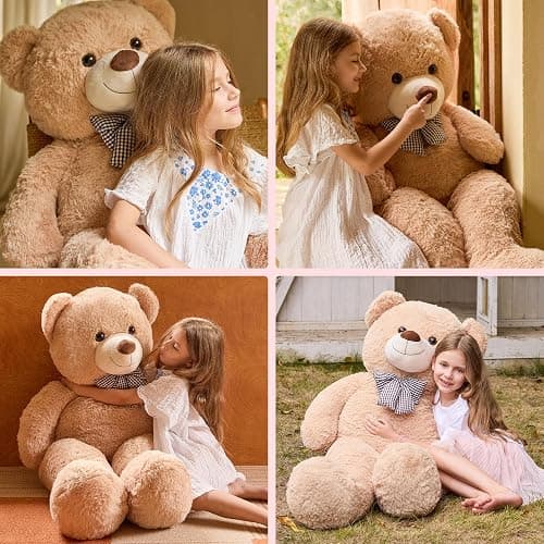 47 inch Big Giant Teddy Bear Stuffed Animals Plush Toys Gift for Kids Girls | Light Brown Soft Cute Huge Hug Plushies Life Size Bear Toy for Children Girlfriend Valentine Christmas Birthday Baby Shower thumbnail 8