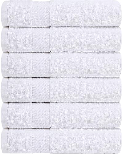 Utopia Towels 6 Pack Bath Towel Set (27 x 54 Inches), 500 GSM 100% Ring Spun Cotton Medium Lightweight and Highly Absorbent Quick Drying, Premium Towels for Hotel, Spa and Bathroom (White) thumbnail 6