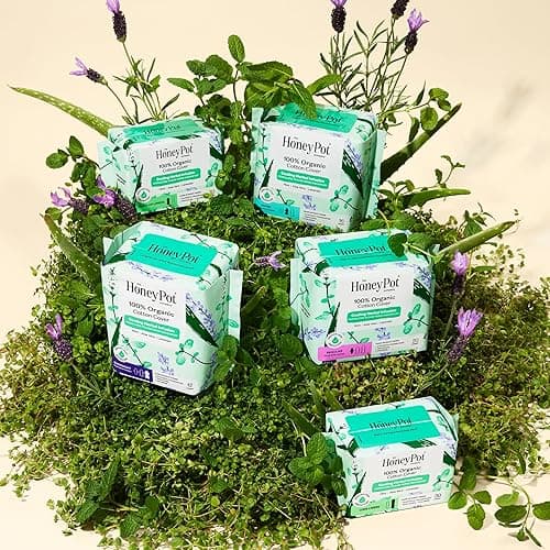 The Honey Pot Company - Herbal Pads for Women - Super w/Wings - Infused w/Essential Oils for Cooling Effect, Organic Cotton Cover, & Ultra-Absorbent Pulp Core - Feminine Care - FSA & HSA - 16 ct - 16 Count (Pack of 1) - Herbal Super Flow thumbnail 9