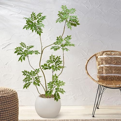 TXABL Autumn Sumac Artificial Fall Tree Artificial Trees with Planter for Home Bedroom Office Indoor Living Room Decoration Artificial Sumac Tree (Green, 6FT) thumbnail 8