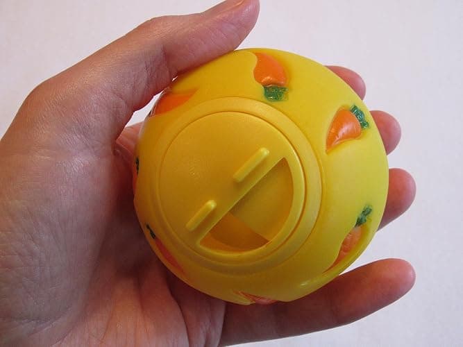 Wheeky Treat Ball Toy for Guinea Pigs, Rabbits, Hedgehogs and Other Small Pets, 7 cm, Yellow, Adjustable Opening Treat Toy New thumbnail 4