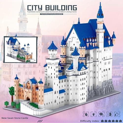 alltogetho Huge Swan Stone Castle Micro Mini Blocks – 10000pcs Challenging Building Set, High-Difficulty 3D Puzzle, Ultimate Achievement, Cool Decorative Piece, Perfect Time-Killer thumbnail 8