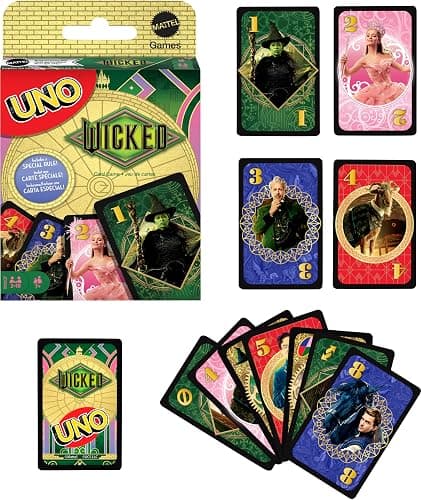 Mattel Games UNO Wicked Card Game for Kid, Adult & Family Nights, Parties, Travel & Camping, Inspired by The Movie thumbnail 6