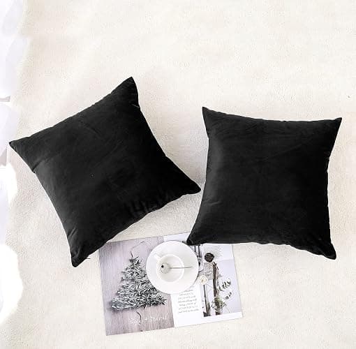 NiNi ALL Decorative Throw Pillow Covers Pack of 2, Velvet Throw Pillow Cases for Couch Pillows Cover Bedroom Living Room Outdoor, Pillow Covers 18x18 Inch Black thumbnail 3