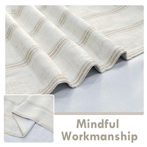 DriftAway Farmhouse Linen Blend Blackout Curtains 84 Inches Long for Bedroom Vertical Striped Printed Linen Curtains Thermal Insulated Lined Treatments for Living Room 2 Panels W52 x L84 Camel Beige - Camel Beige - 52"W x 84"L (Pack of 2) thumbnail 6