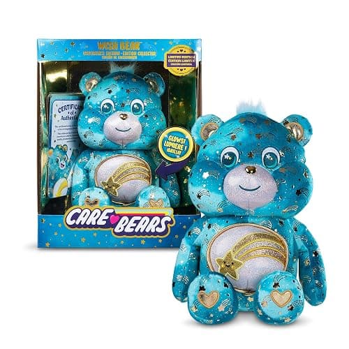 Basic Fun Care Bears 35cm Glowing Belly Plush – Wish Bear – Soft Eco-Friendly Toy with Light-Up Belly Badge – Comforting Collectible for Kids & Fans - Image 1