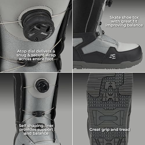 5th Element ST Lace and Dial Snowboard Boots for Men - Black Compatible with Strap Snowboard Bindings- Waterproof Liners -All Mountain Snowboarding Men Size thumbnail 3