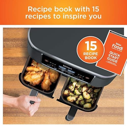 Ninja DZ201 Foodi 8 Quart 6-in-1 DualZone 2-Basket Air Fryer with 2 Independent Frying Baskets, Match Cook & Smart Finish to Roast, Broil, Dehydrate & More for Quick, Easy Meals, Grey - 8-QT thumbnail 14