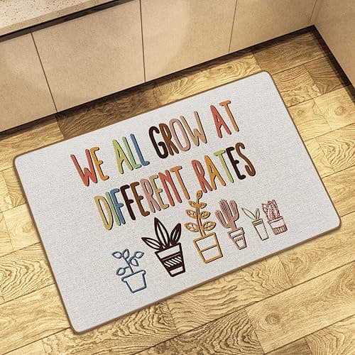 WTOGQ Plant Classroom Door Mat, Boho Classroom Welcome Mat, We All Grow at Different Rates Front Door Mats Indoor Outside Entrance, Insp Rational SPED Class Room Decor Doormats 17x29 Inch thumbnail 5