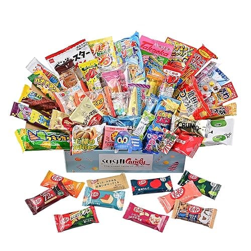 50 Japanese Candy & Snack box set 10 Japanese Kitkat assortment and 40 popular Sweets (GIFT BOX) - GIFT BOX - Image 1