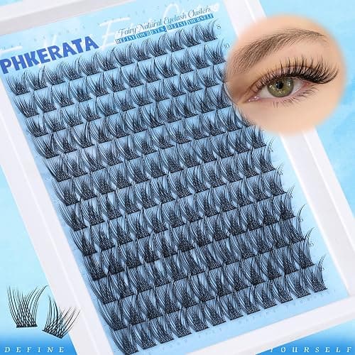 PHKERATA Wispy Lash Clusters Natural Eyelash Clusters Fairy Lashes Clusters CD Curvature Cluster Eyelash Extensions DIY Soft Individual Lashes at Home Eyelash Extension with Thin Band, 8-16 mm thumbnail 5