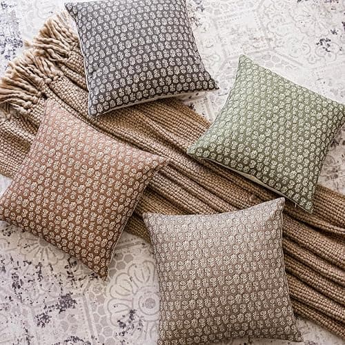 Foindtower Set of 2 Decorative Vintage Floral Print Throw Pillow Covers Neutral Modern Farmhouse Cushion Covers Boho Home Decor for Sofa Chair Couch Bedroom Living Room Outdoor,18×18 Inch,Sage Green thumbnail 6