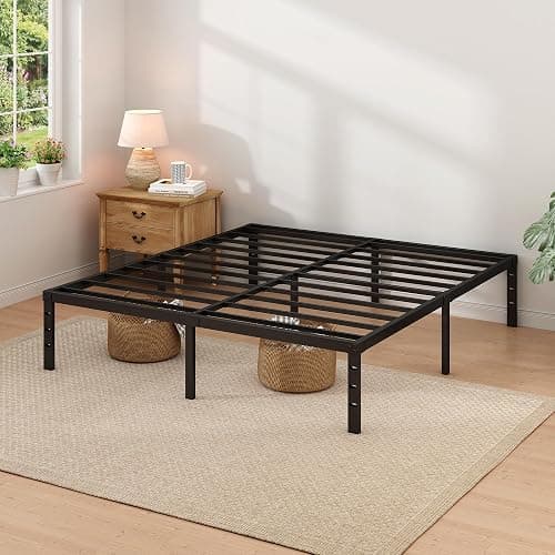 NEW JETO Metal Bed Frame,King Size Bed Frame with Storage Space,14 Inch | Heavy Duty Sturdy Mattress Foundation,Easy Assembly,No Box Spring Needed, Black,Bedroom Furniture thumbnail 8
