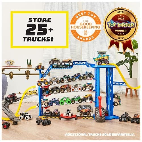 Monster Jam Garage Playset and Storage with Exclusive Grave Digger Monster Truck, Lights & Sounds, Kids Toys for Boys and Girls Ages 4 and Up thumbnail 3