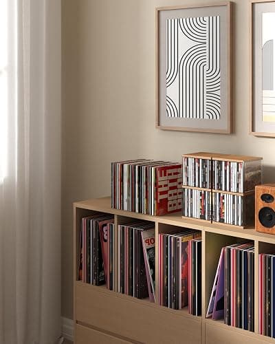 AREAJD Retro Walnut-colored MDF CD Holder Desk Rack Organizer, Cute Holds 30 CD Case, Cd Holder Stand, CD Storage/Shelf/Tower/Stand Dollar, Fit for Theatre Room thumbnail 3