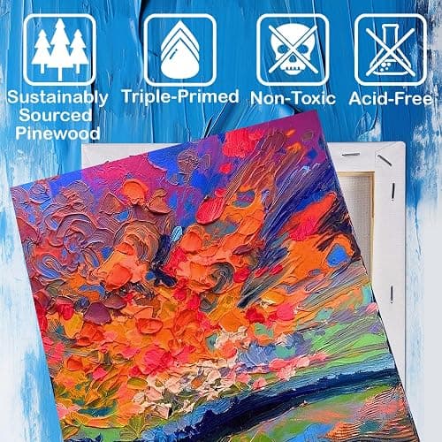 Halobios 32 Packs Professional Stretched Canvas for Painting, Blank Canvas Art with 5 * 7in, 9 * 12in, 11 * 14in, Value Pack for Acrylic, Oil, Acrylic Pouring thumbnail 6