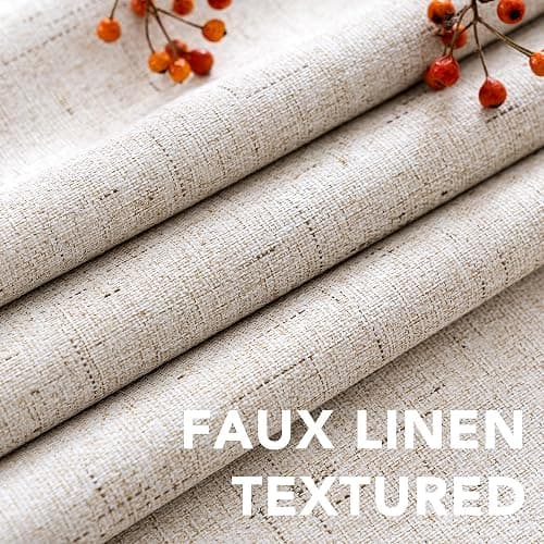H.VERSAILTEX Linen Blackout Curtains 45 Inches Long 100% Blackout Thermal Insulated Textured Linen Look Curtain Draperies Anti-Rust Grommet, Energy Saving with White Liner, 2 Panels, Natural thumbnail 4