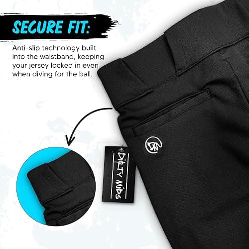 Dirty Mids Original The Essentials Baseball Pants – Pro Fit, Anti-Slip Waistband – White, Black, Grey – XS to XL thumbnail 4