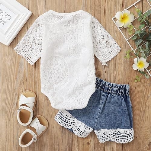 Baby Girl Clothes Outfits Toddler Infant Baby Romper Top+Jeans Clothing Set thumbnail 3