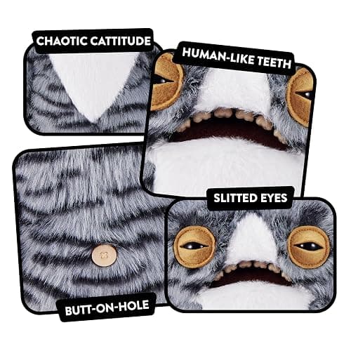 Fuggler Alley Cats 9-Inch Plush Toy (Wide Eyed Cat) by ZURU – Funny Ugly Monster Stuffed Animal with Human-Like Teeth, Collectible Plush for Kids, Tweens, Teens, Adults & Cat-Loving Weirdos thumbnail 8