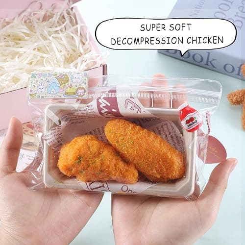 QCROAD SQUISHY Handmade Taba Fried Chicken Squishy - Crispy Chicken Silicone Squishy Toy, Soft Stress Relief Fidget Toys for Kids & Adults, Non-Toxic Food-Themed Sensory Play thumbnail 5
