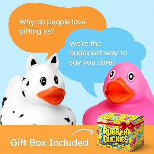 Happy Duckers Rubber Ducks - 30 Piece Bulk Pack for Bath, Pool, Party, Cruise, Jeep Ducking, Decoration & More - Small Assorted Funny Toy Duckies with Gift Box - 30 Rubber Ducks thumbnail 4
