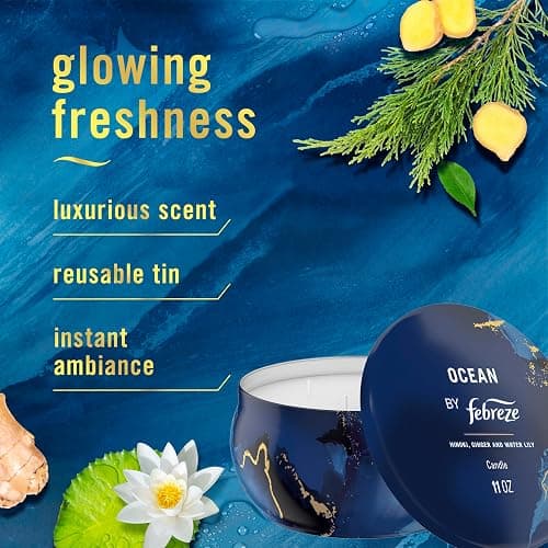 Febreze Scented Candle, Ocean Scent, 11 oz 4 Wick Candle, Single Pack thumbnail 2