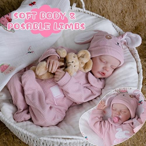 Milidool Lifelike Reborn Baby Dolls- 18-Inch Realistic Poseable Newborn Baby Girl Dolls,Soft Cloth Body Real Life Baby Doll with Gift Box for Kids Age 3 + thumbnail 8