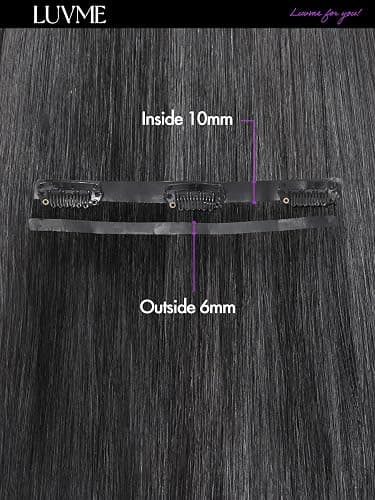 LUVME Silky Straight Seamless 2 Pack 220g 14Pcs Clip in Hair Extensions Full Max with 20inch Remy Human Hair Extensions, Natural Black 100% Real Soft Hair thumbnail 7