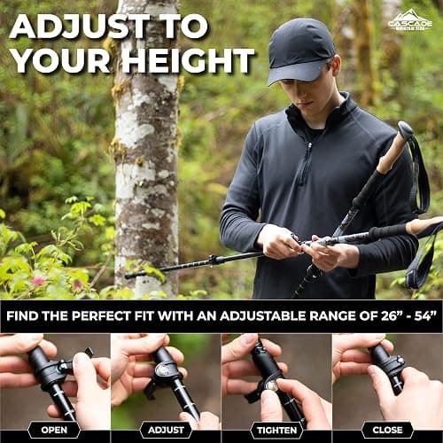 Cascade Mountain Tech Trekking Poles - Carbon Fiber Walking or Hiking Sticks with Quick Adjustable Locks thumbnail 4