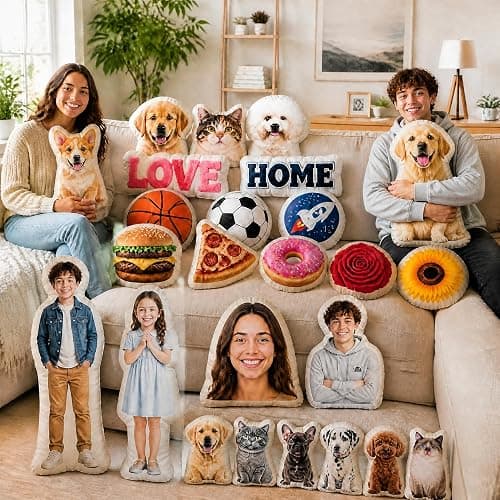 Chericosy Custom Face Photo Pillow, Personalized Body Shaped Pet Plush Gift | Soft Photo Stuffed Cushion Doll, Polyester 8 Sizes from 10" to 24", 3D Realistic Print Funny Gag Gift for him/her, Pet Lovers thumbnail 4