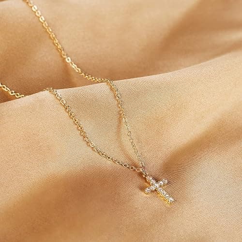 Tewiky Cross Necklace for Women-Dainty Simple 14k Gold Plated/sterling silver Plated Cross Pendant Cute Necklaces Jewelry for Women thumbnail 9