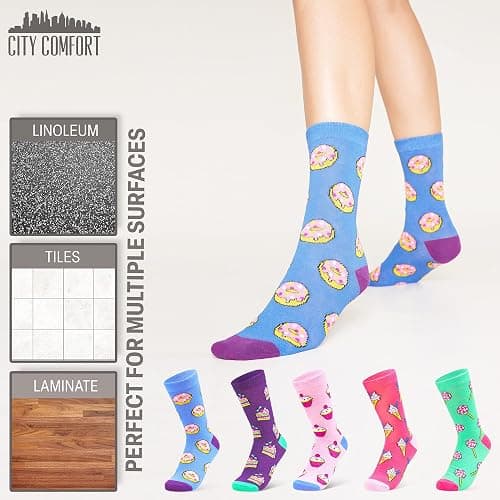 CityComfort Womens Socks 5 Pack Gifts for Women Teens Cute Calf Length Socks Vibrant Colours Breathable Casual Sports Work thumbnail 7