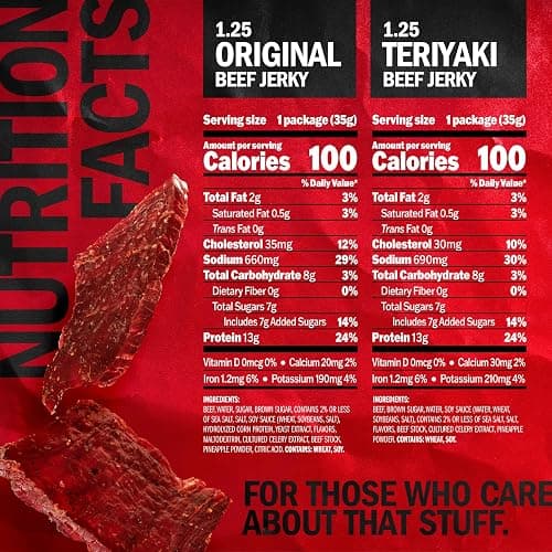 Jack Link's Beef Jerky Variety Pack - Original and Teriyaki - (9 Pack) 1.25 oz Bag - Ready to Eat Protein Snacks - 13g Protein per Serving - Made with 100% Real Beef thumbnail 2