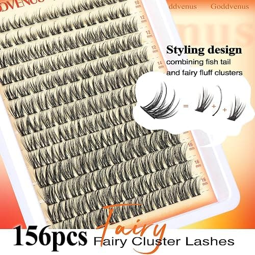 Wispy Lash Clusters Lashes Cluster Eyelash Extensions Natural Individual Lashes Fluffy Lash Extension Soft Cotton Band Eyelashes Clusters Fairy D Curl Lash Cluster For DIY Eyelash Extension thumbnail 2